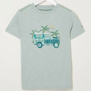 5-6🌴 Land Rover by Fatface Boys Defender Off Road Slub Cotton TShirt Mint Green